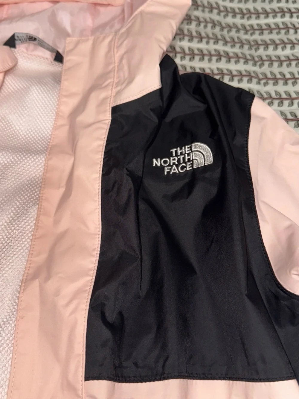 The North Face Light Pink and Black Hooded Shell Jacket